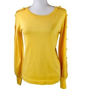 New Karl Lagerfeld Paris Sweater Top Crewneck Longsleeve XS Yellow NWT Rayon